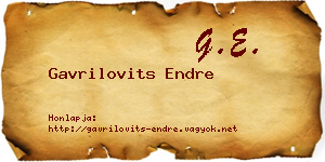 Gavrilovits Endre névjegykártya